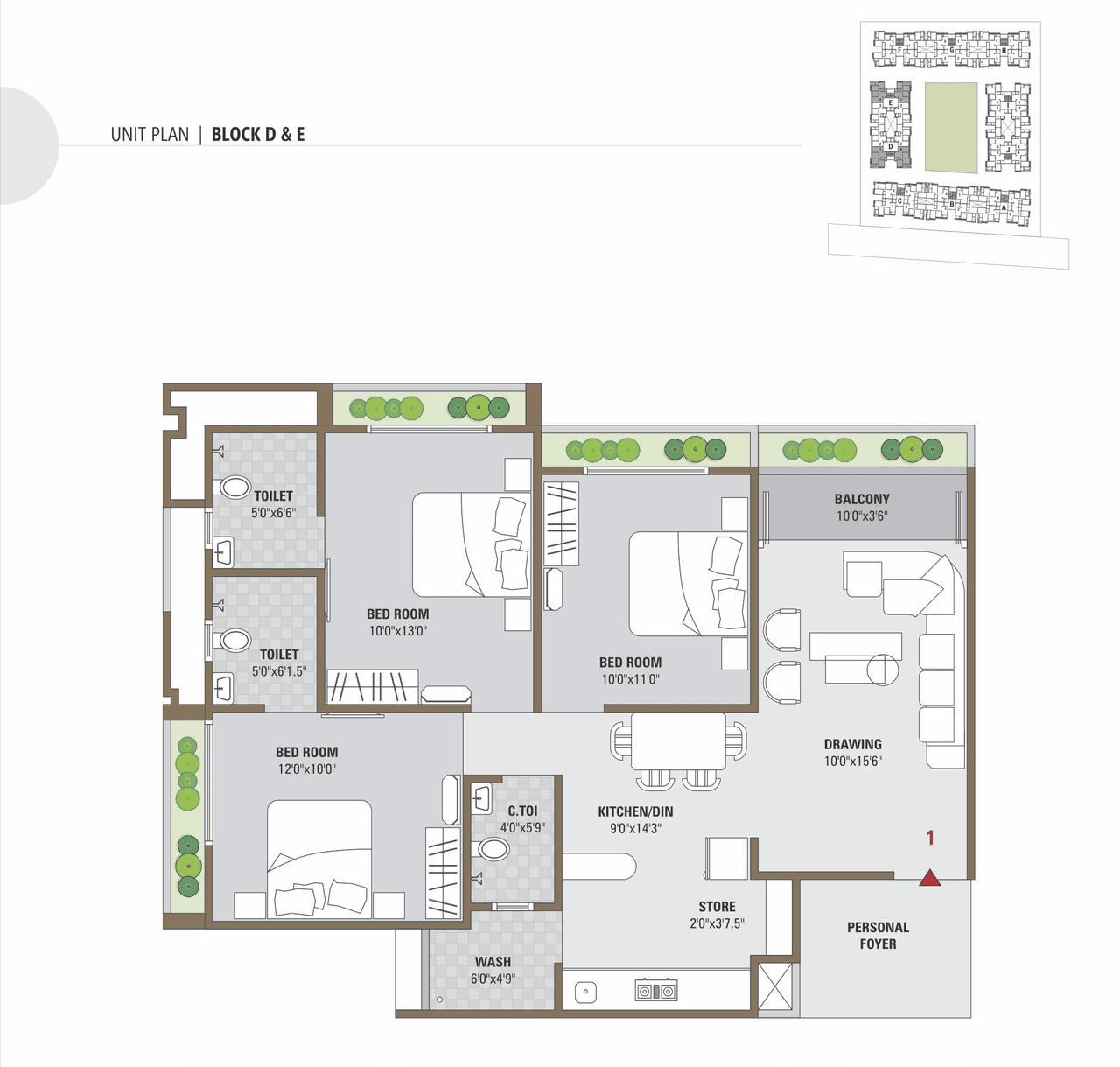 Samanvay Scintilla Unit plan - 851 sq.ft.