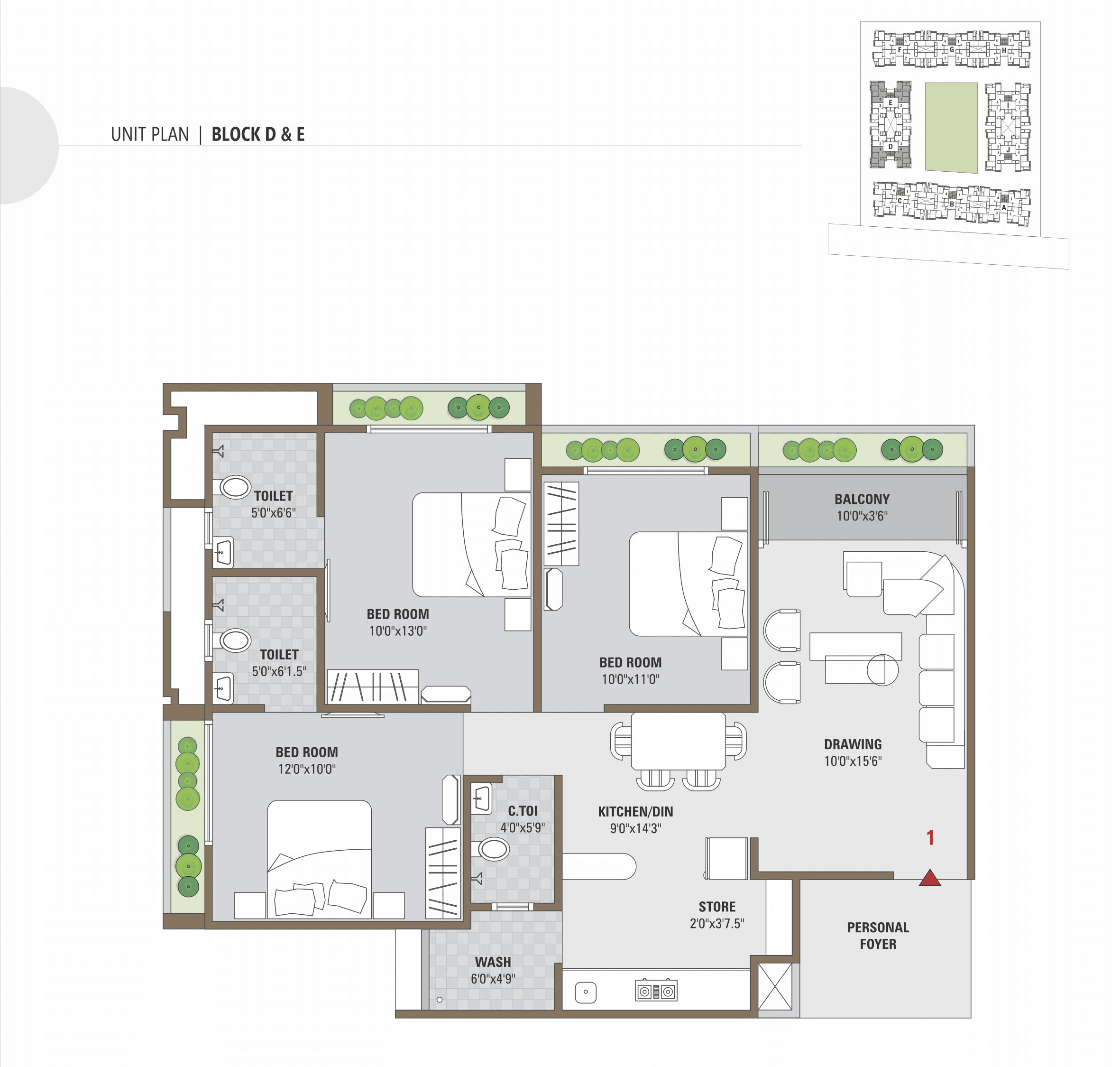 Unit plan - 851 sq.ft.