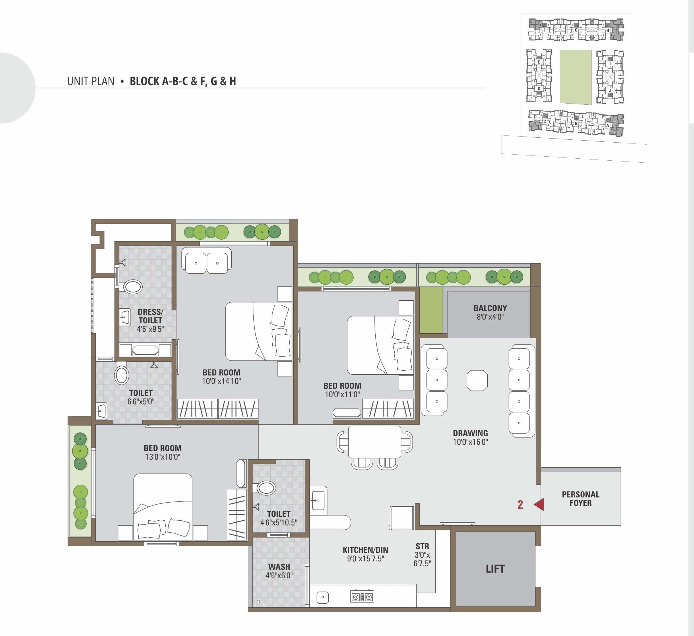 Unit plan - 968 sq.ft.