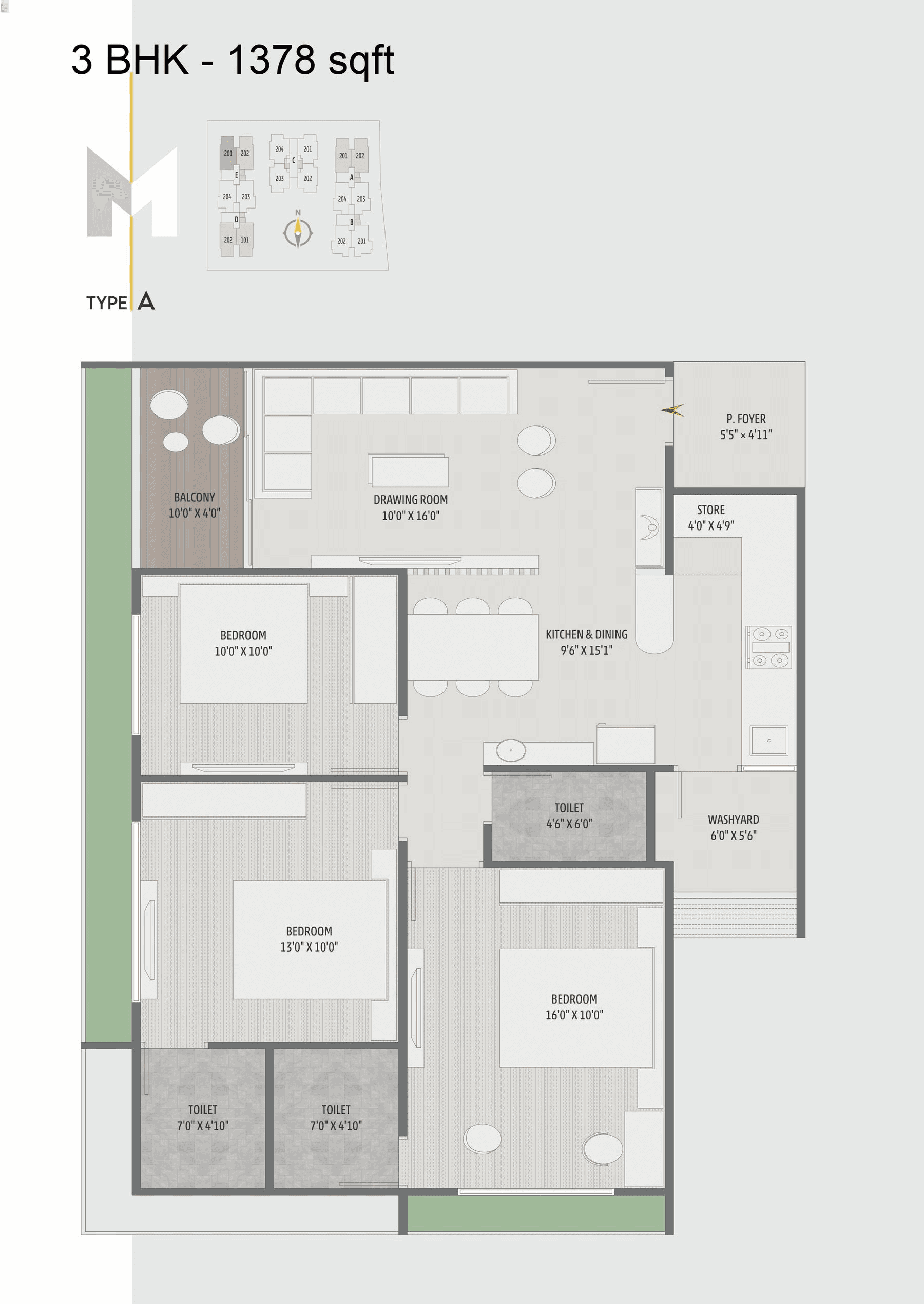 Unit plan - 950 sq.ft.