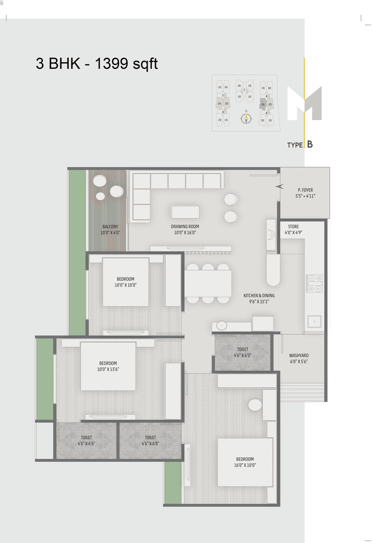 Mount Milano Unit plan - 965 sq.ft.
