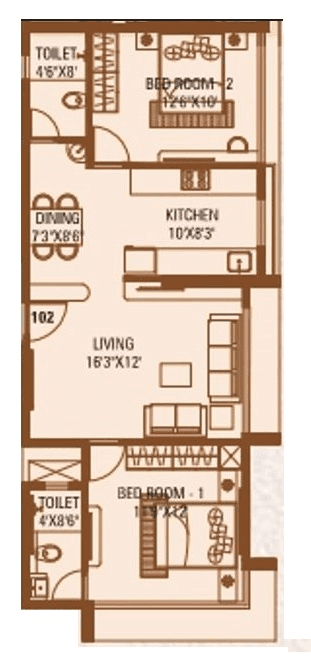 Royal Altezza Unit plan - 713 sq.ft.