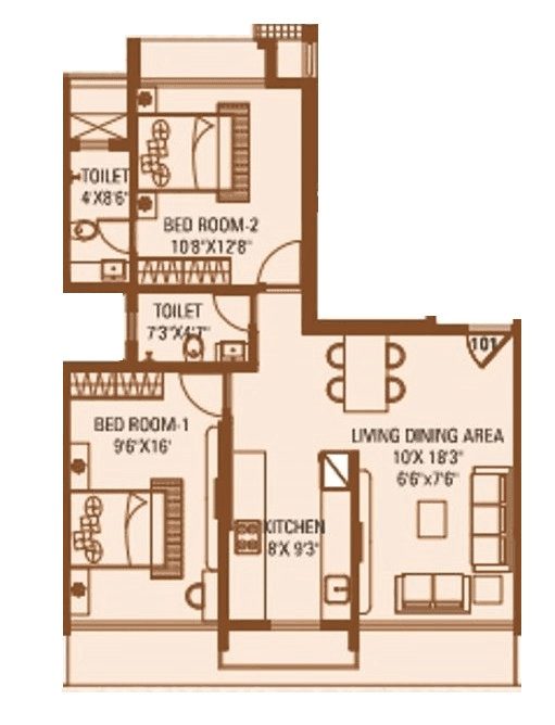 Royal Altezza Unit plan - 737 sq.ft.