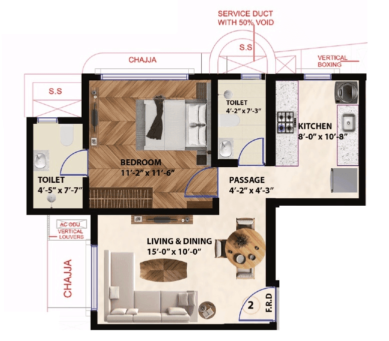 Sunny Stuti Unit plan - 471 sq.ft.