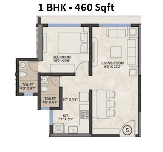 Platinum Crest Unit plan - 460 sq.ft.