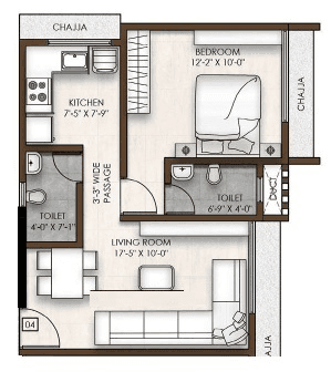 PCPL Kaveri Unit plan - 454 sq.ft.