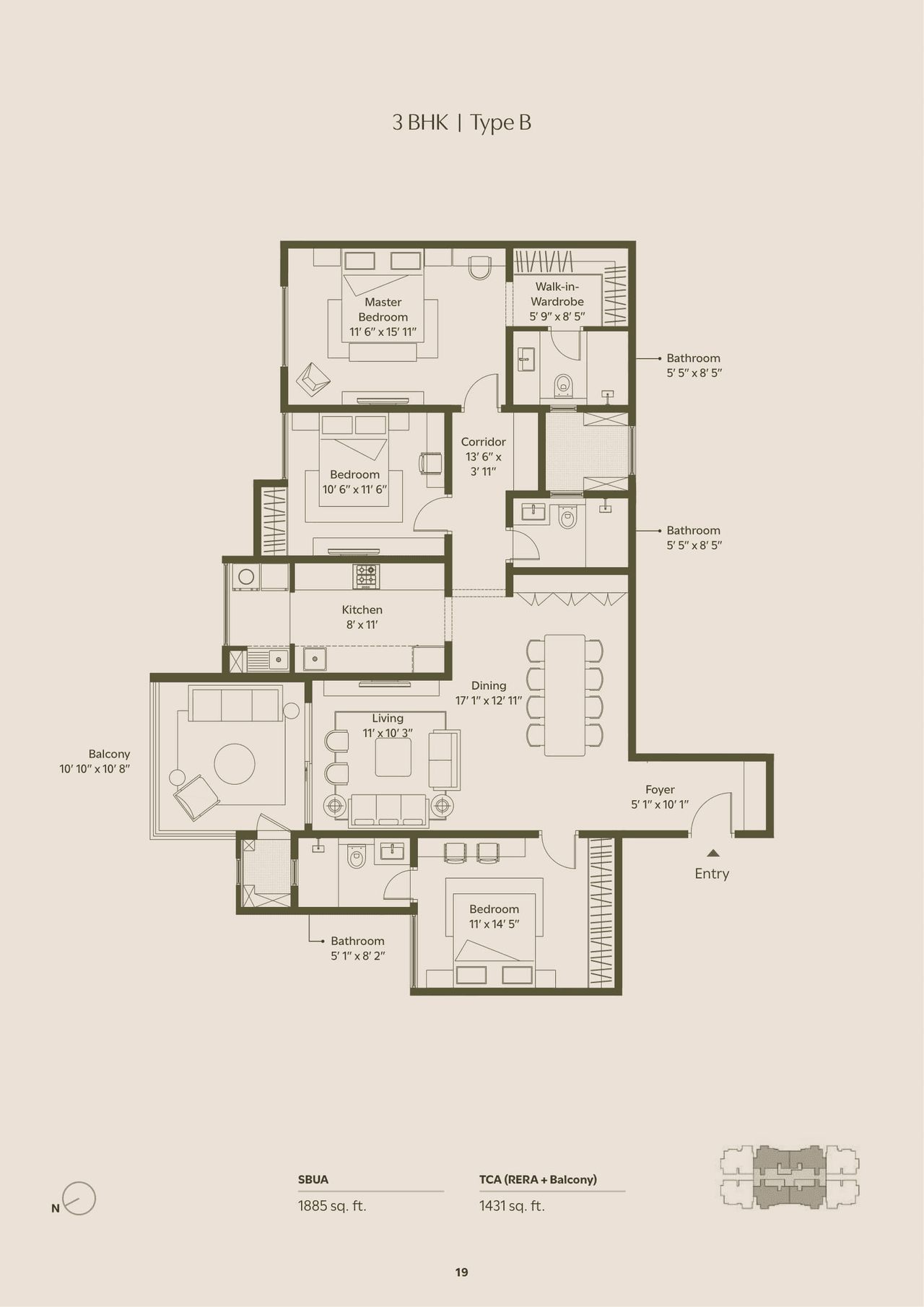 Assetz Tree & Tandem Unit plan - 1304 sq.ft.
