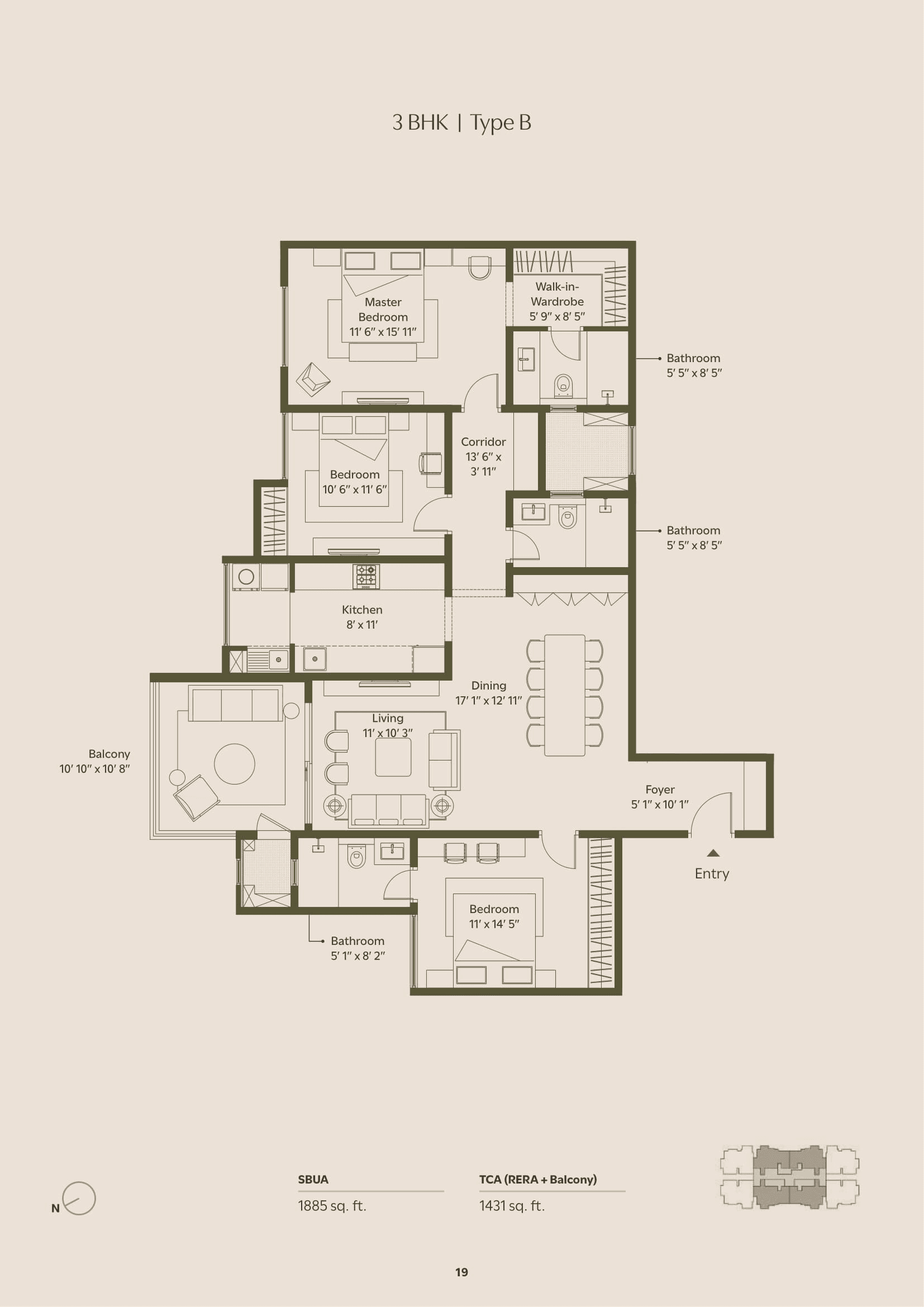 Unit plan - 1304 sq.ft.