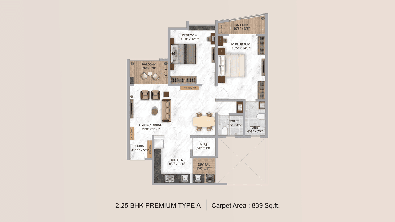Krisala 41 Aventis Unit plan - 839 sq.ft.