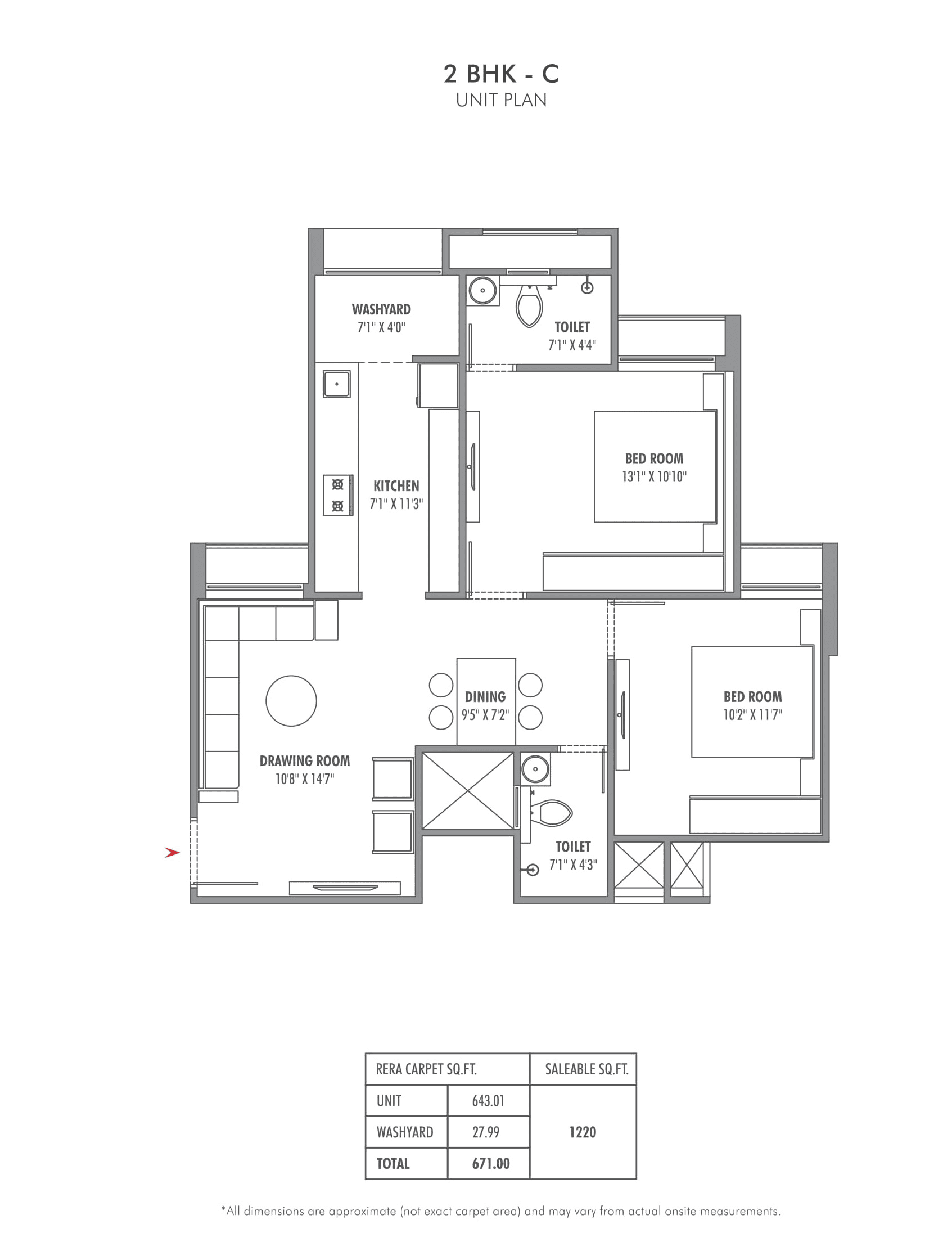 Unit plan - 671 sq.ft.