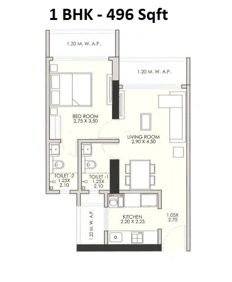 JP The Palace Unit plan - 496 sq.ft.