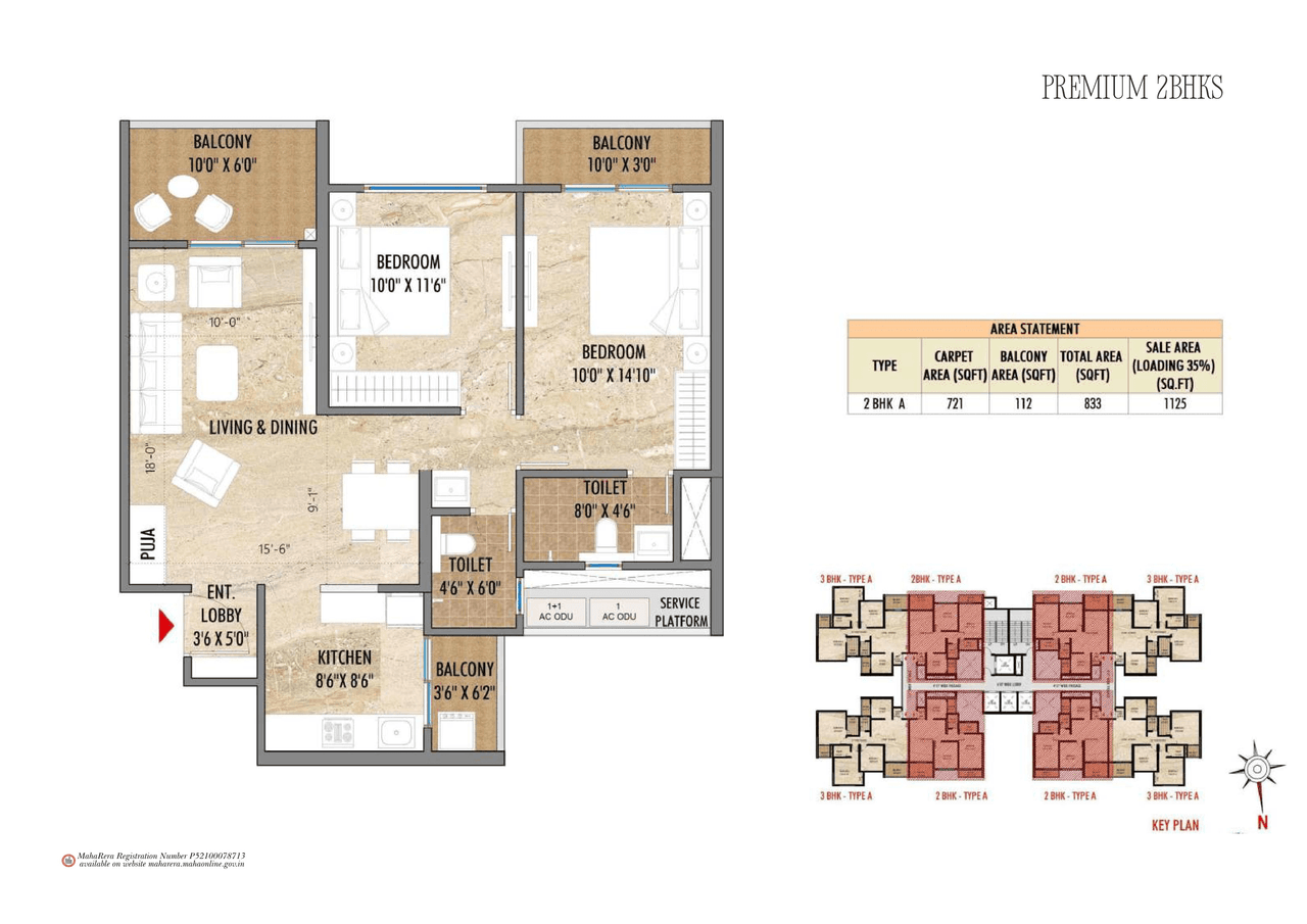 Winsome Mountain Crest Unit plan - 833 sq.ft.