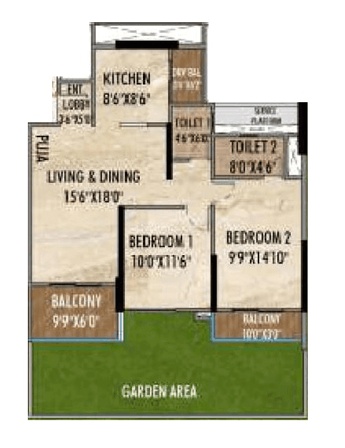 Winsome Mountain Crest Unit plan - 1131 sq.ft.