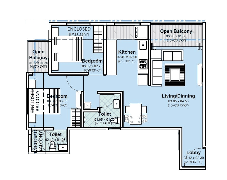Tanish Park Unit plan - 643 sq.ft.