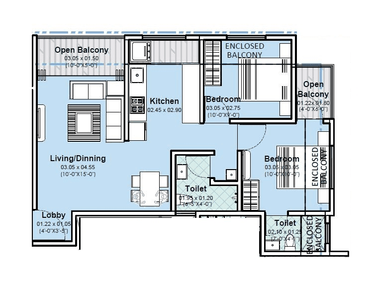 Tanish Park Unit plan - 663 sq.ft.