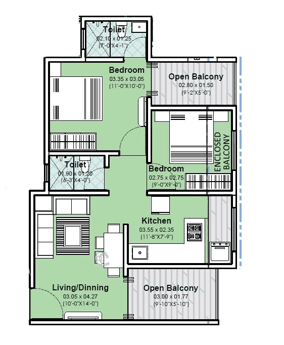 Tanish Park Unit plan - 675 sq.ft.