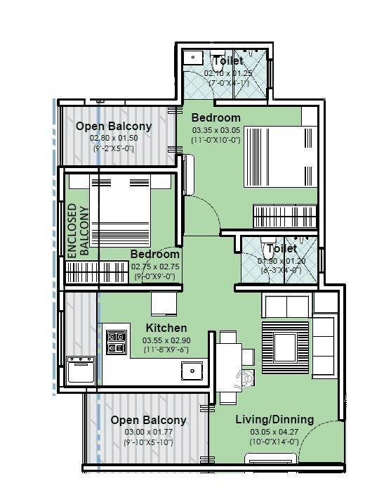 Tanish Park Unit plan - 680 sq.ft.