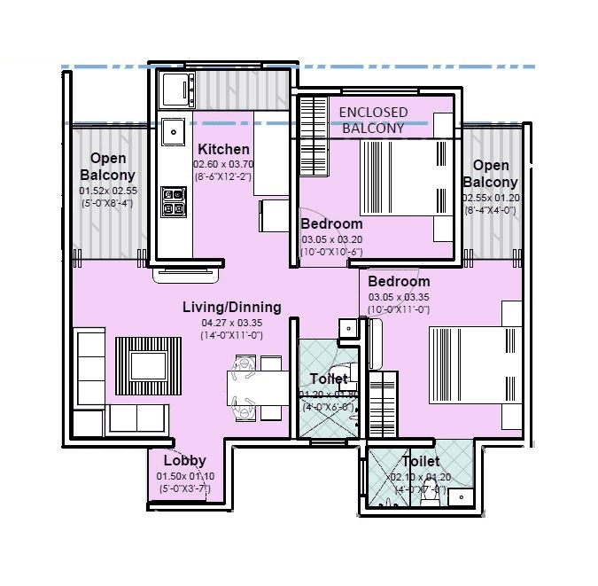 Tanish Park Unit plan - 705 sq.ft.