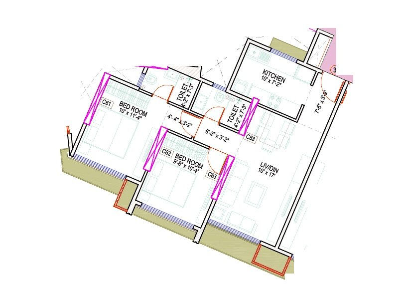 Unit plan - 616 sq.ft.