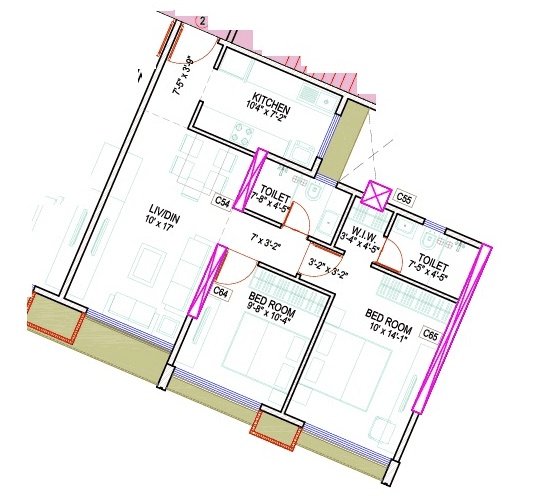 Drushti Sapphire Unit plan - 671 sq.ft.