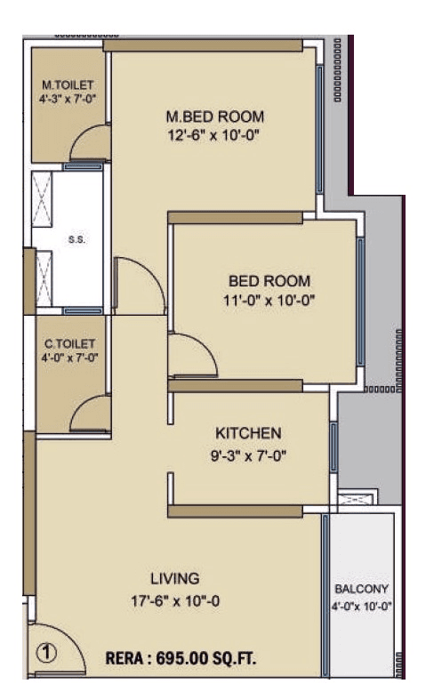 Jaydeep Icon Unit plan - 695 sq.ft.