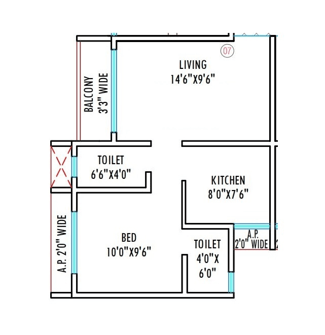 Tania Skyline Unit plan - 437 sq.ft.