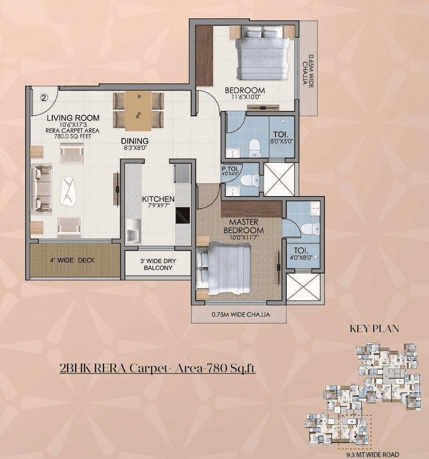 Lashkaria Indrasukh Unit plan - 780 sq.ft.