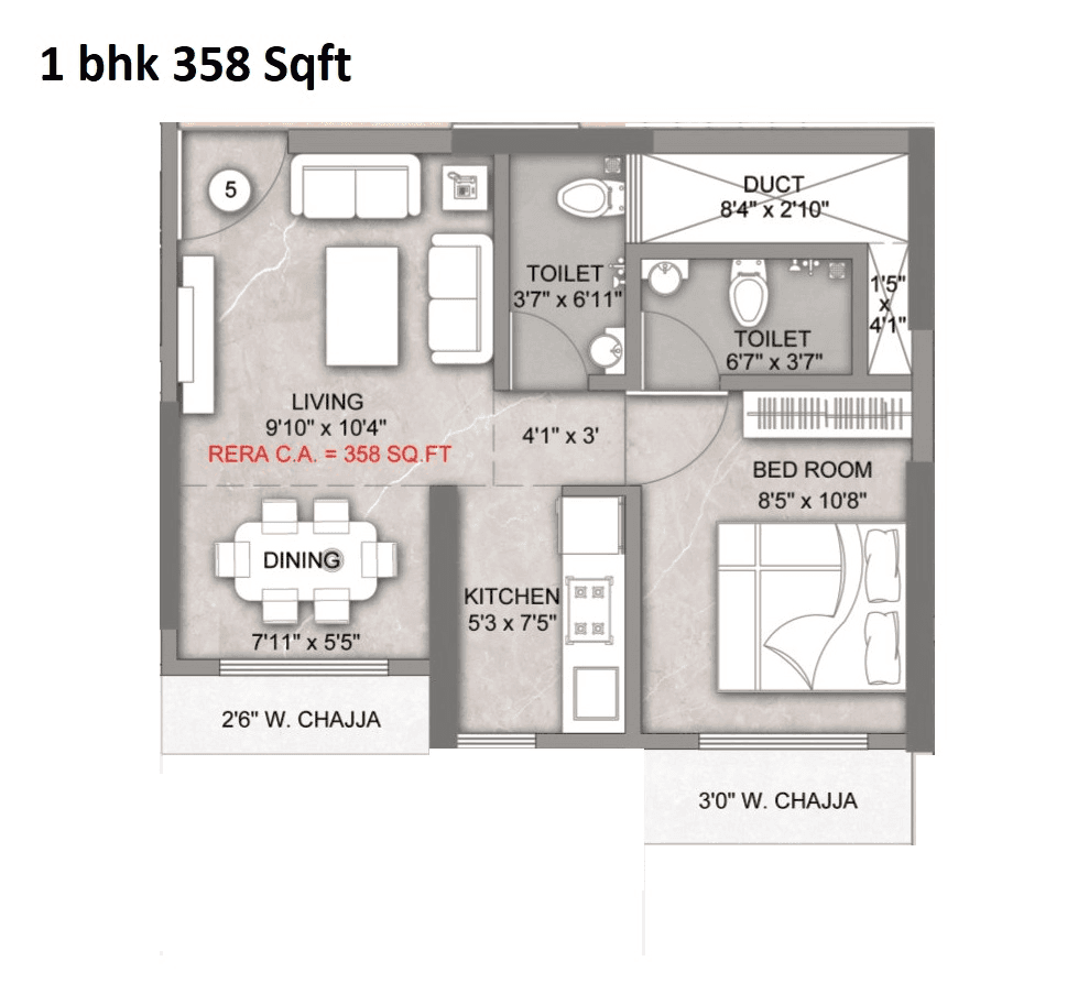Shraddha Priva Unit plan - 358 sq.ft.