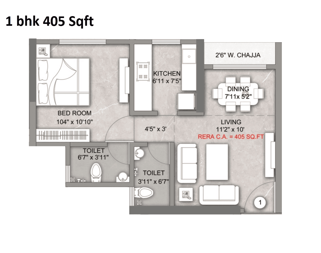 Unit plan - 405 sq.ft.