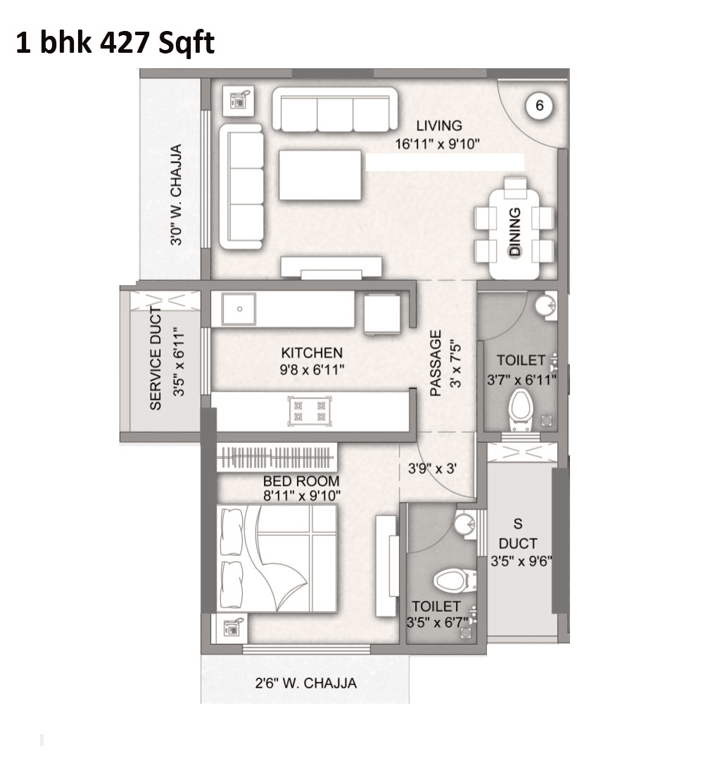 Unit plan - 427 sq.ft.