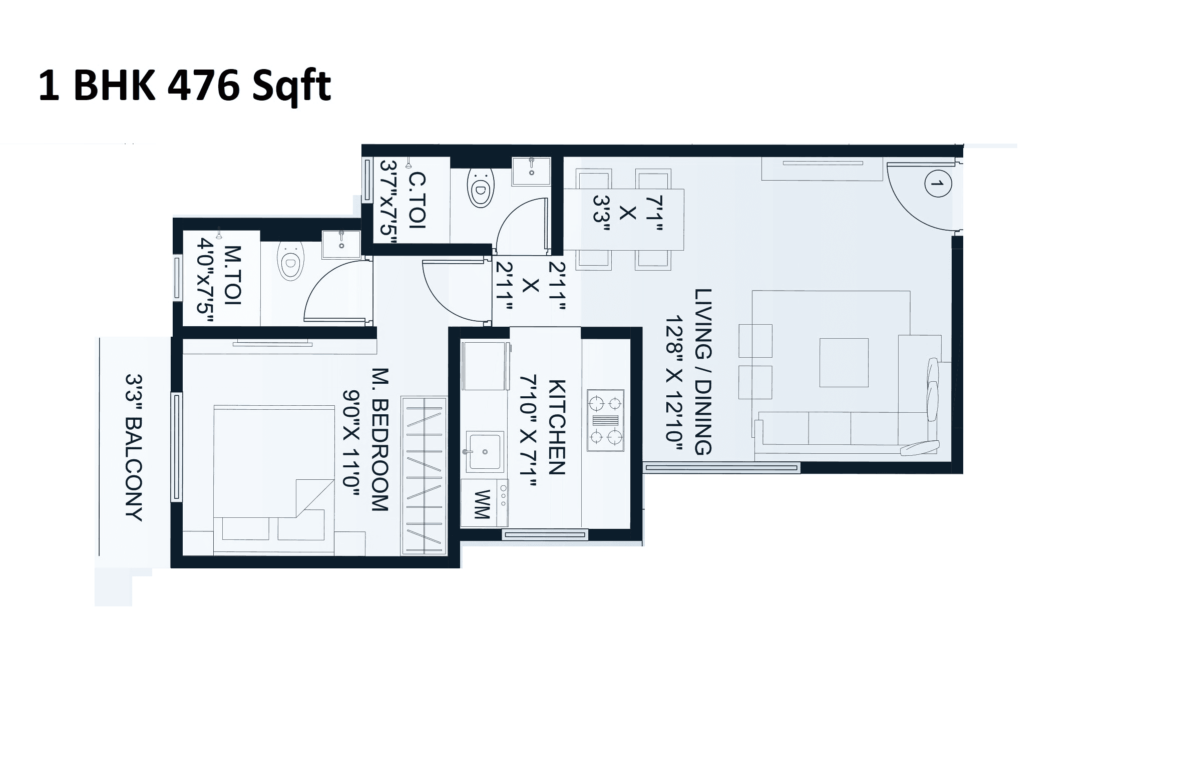 Unit plan - 476 sq.ft.
