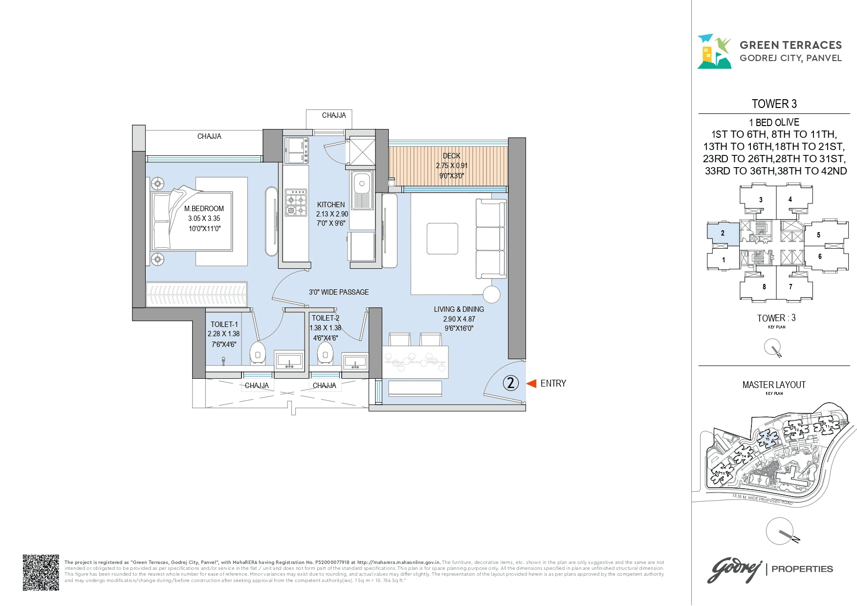 Godrej Green Terraces Unit plan - 453 sq.ft.