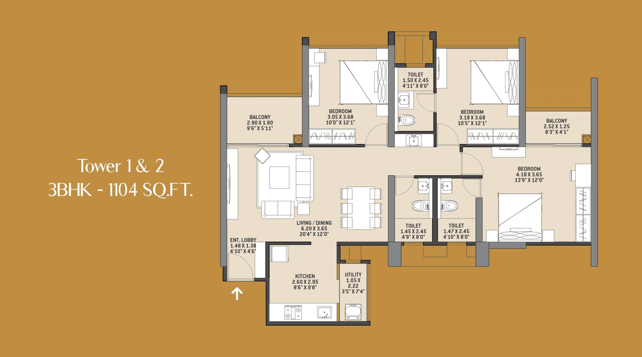 VTP Altamira Unit plan - 1104 sq.ft.