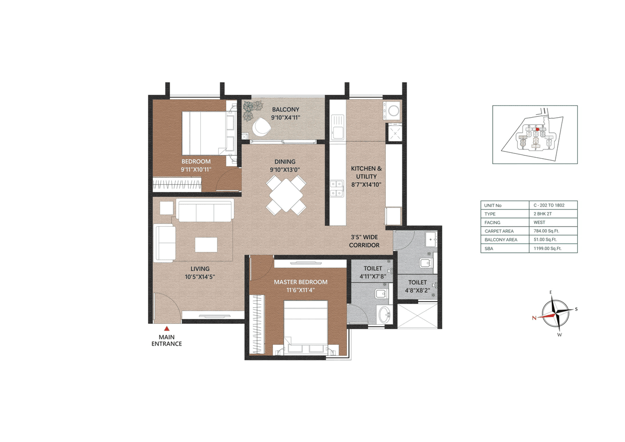Concorde Neo Unit plan - 839 sq.ft.