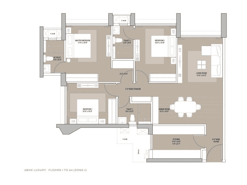 Unit plan - 1054 sq.ft.