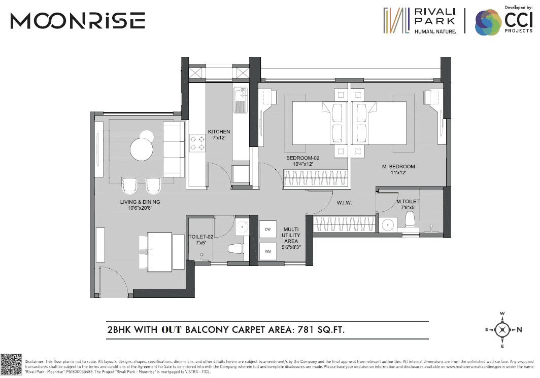 CCI Rivali Park Moonrise Unit plan - 772 sq.ft.