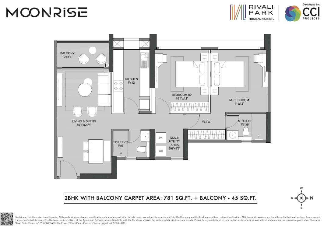 CCI Rivali Park Moonrise Unit plan - 826 sq.ft.