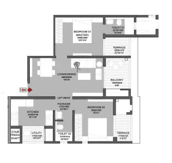 Godrej Hill Retreat Unit plan - 767 sq.ft.