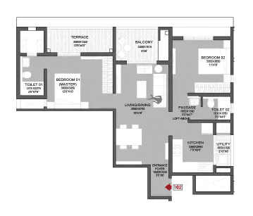 Godrej Hill Retreat Unit plan - 775 sq.ft.