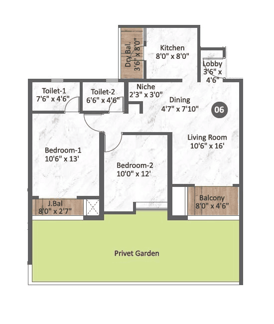 Krisala Luxovert Unit plan - 1089 sq.ft.