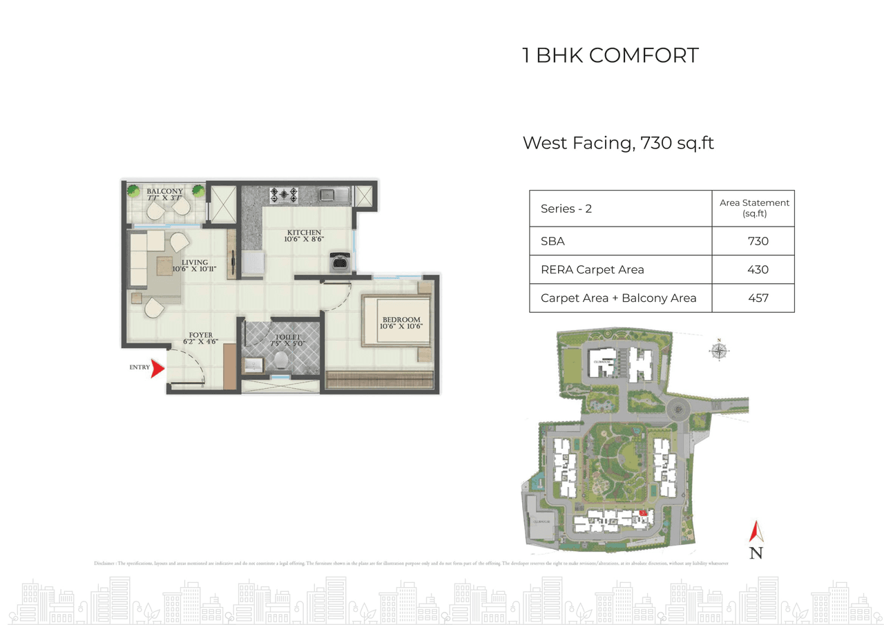 Abhee Aaria Unit plan - 513 sq.ft.