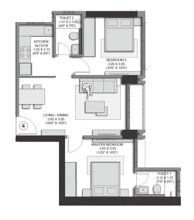 Transcon Triumph Unit plan - 557 sq.ft.