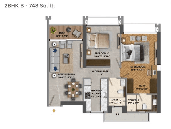 Transcon Triumph Unit plan - 748 sq.ft.