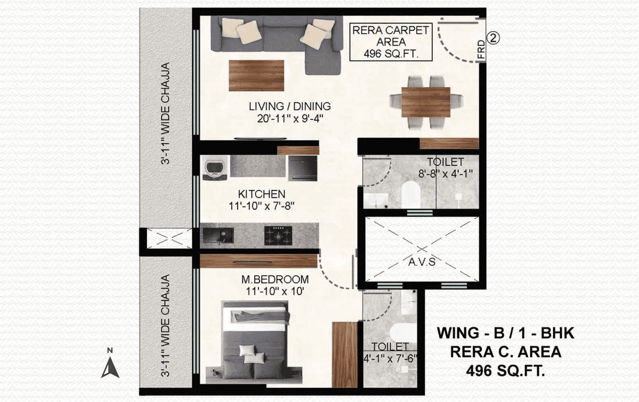 Shreeji Green Origin Unit plan - 496 sq.ft.