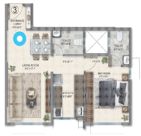 Mohite Mrugank Unit plan - 422 sq.ft.