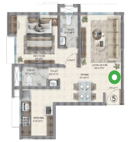 Mohite Mrugank Unit plan - 438 sq.ft.