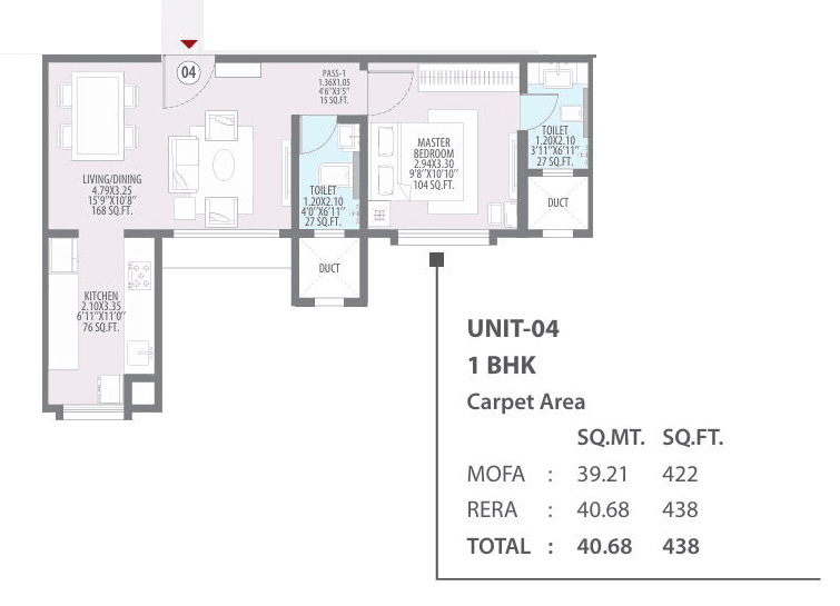 Unit plan - 438 sq.ft.