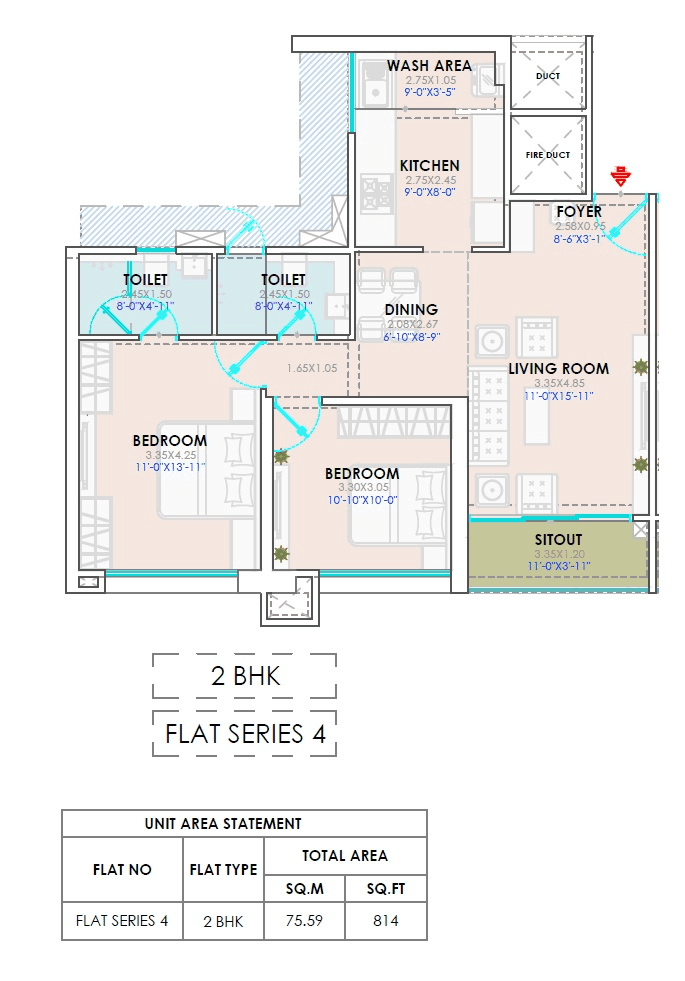 Yoo Pristine Unit plan - 814 sq.ft.