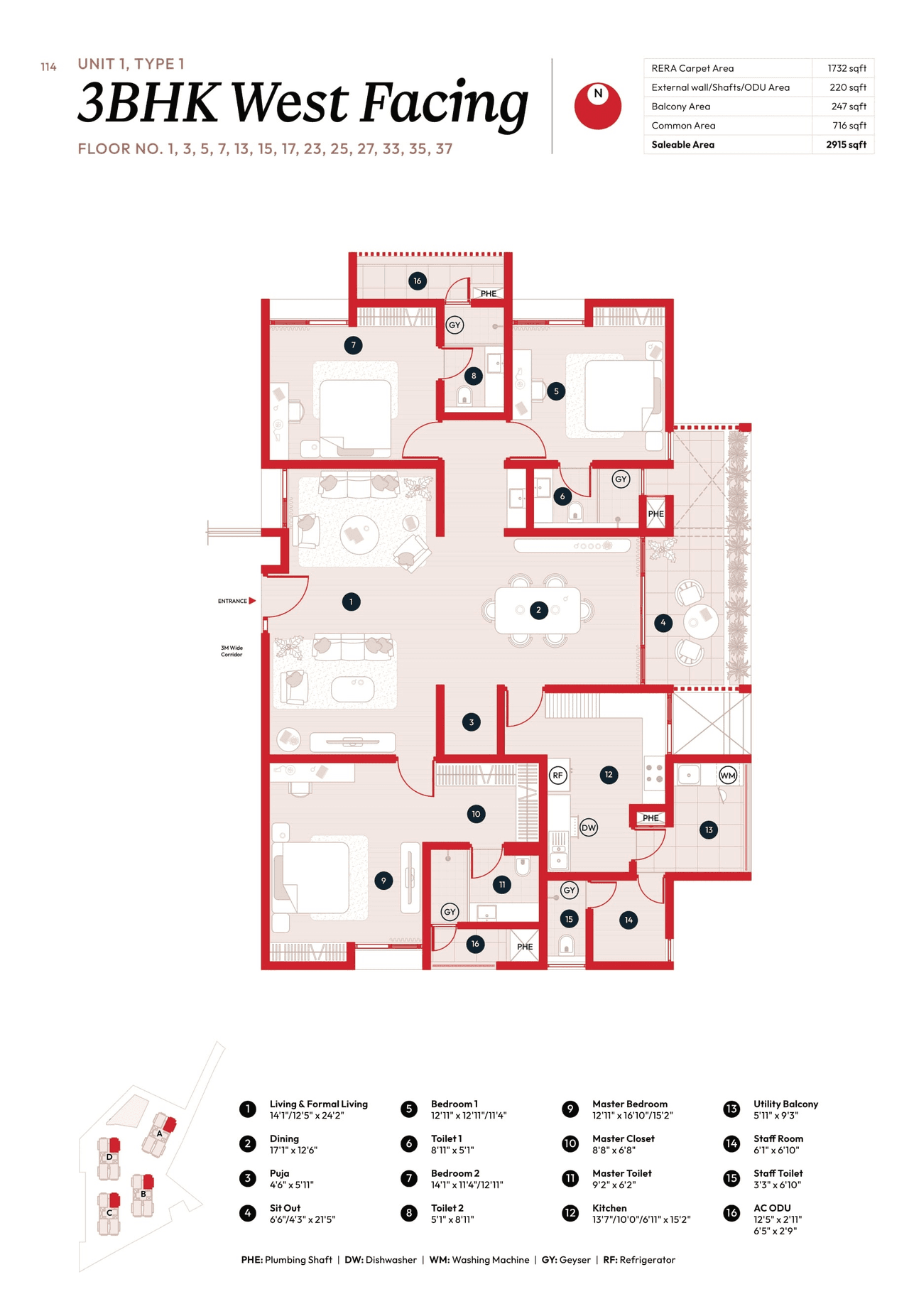 Song of The Sun Unit plan - 2040 sq.ft.
