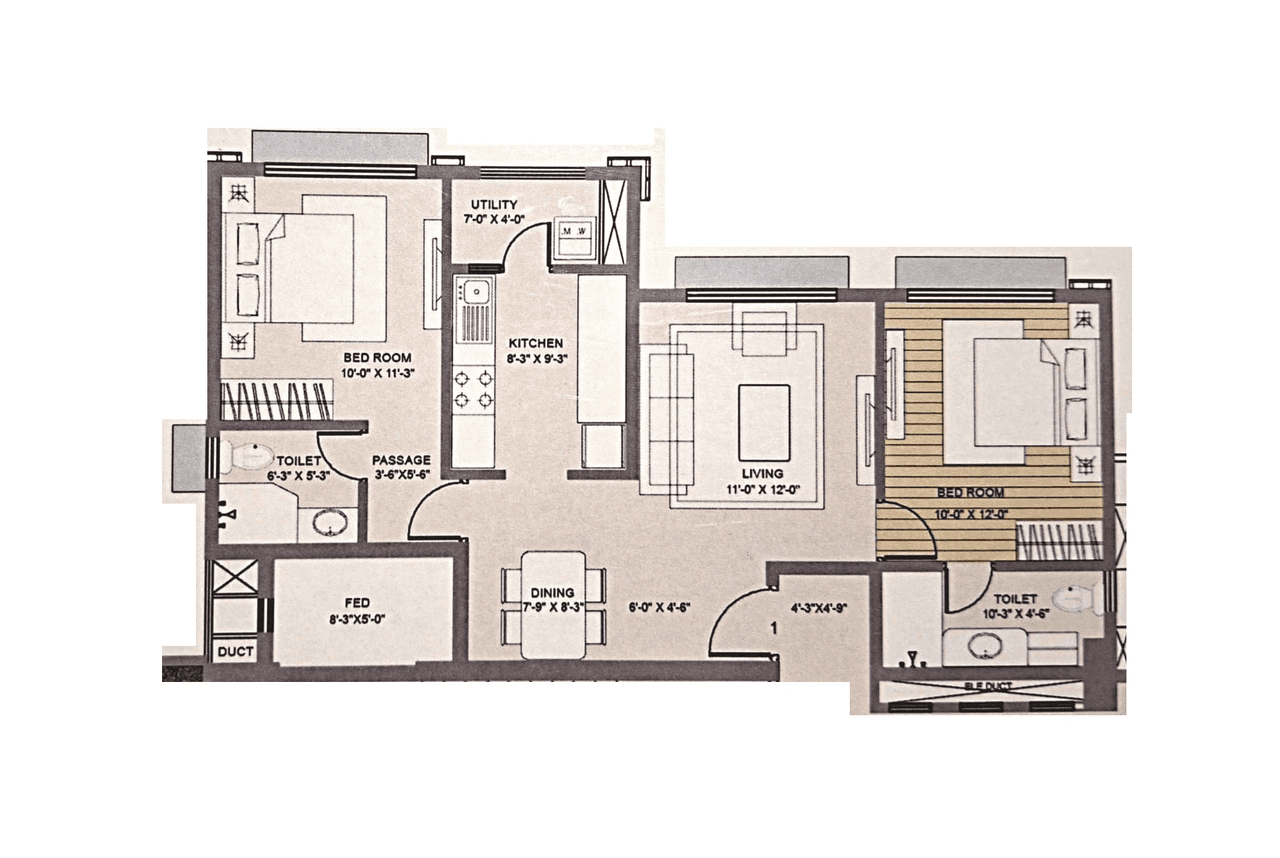 Hubtown Premiere Residences Unit plan - 716 sq.ft.